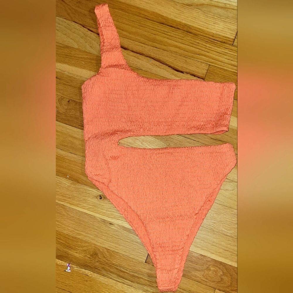 Naked Wardrobe New One Piece Cut Out Tangerine Bathing Suit S, L, XL
